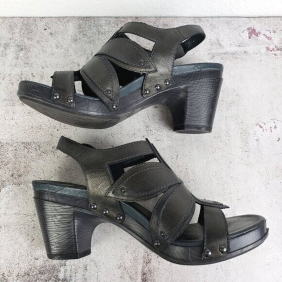 DANSKO Metallic Leather Clogs Sandal size 38 Comfort Shoes Studs - Picture 6 of 11